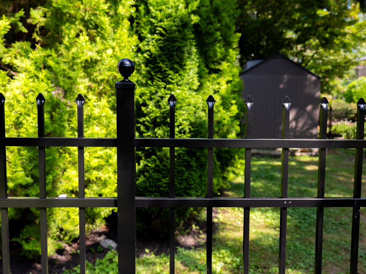 Black aluminum ornamental fence with caps Delaware
