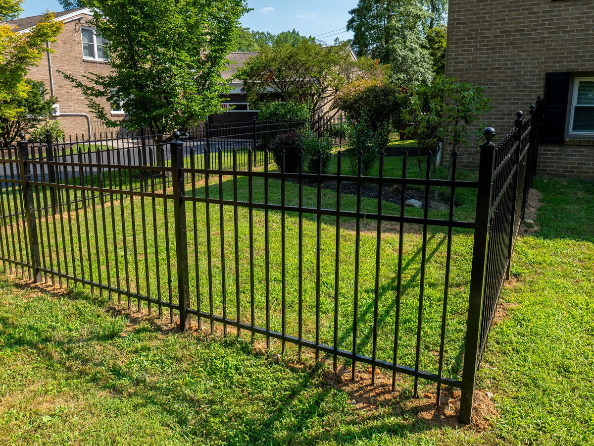 Black aluminum ornamental fence with caps Delaware