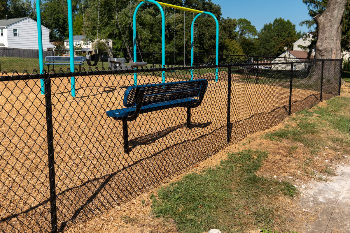Black chain link fence Newark church Delaware